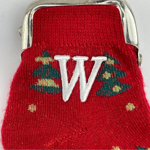 Ganz Sock Coin Purse Christmas Ornament Letter W - Picture 3 of 4